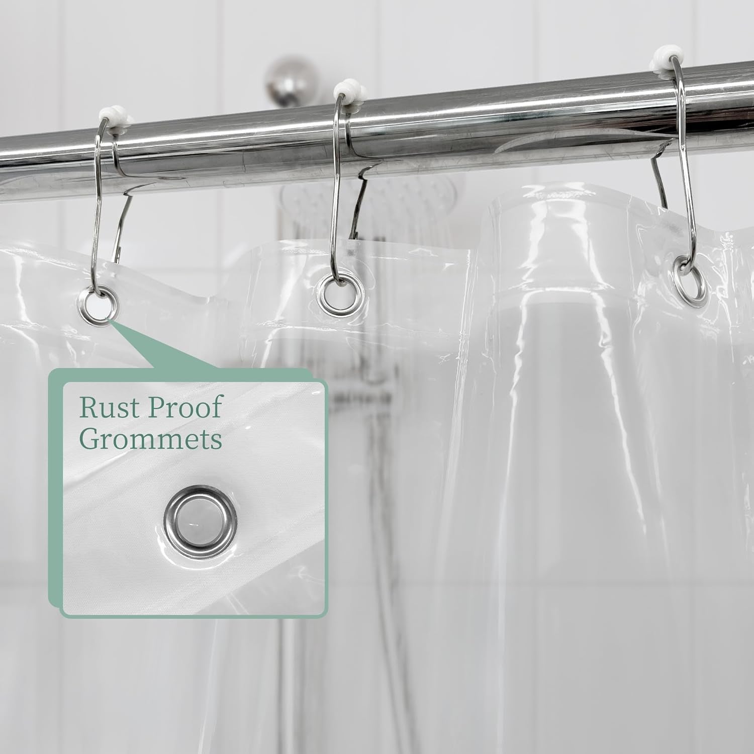 Clear Shower Curtain Liner with 3 Magnets, 72X72 Premium Flexible Sturdy Plastic Shower Curtain for Bathroom Lightweight, Waterproof, Clear