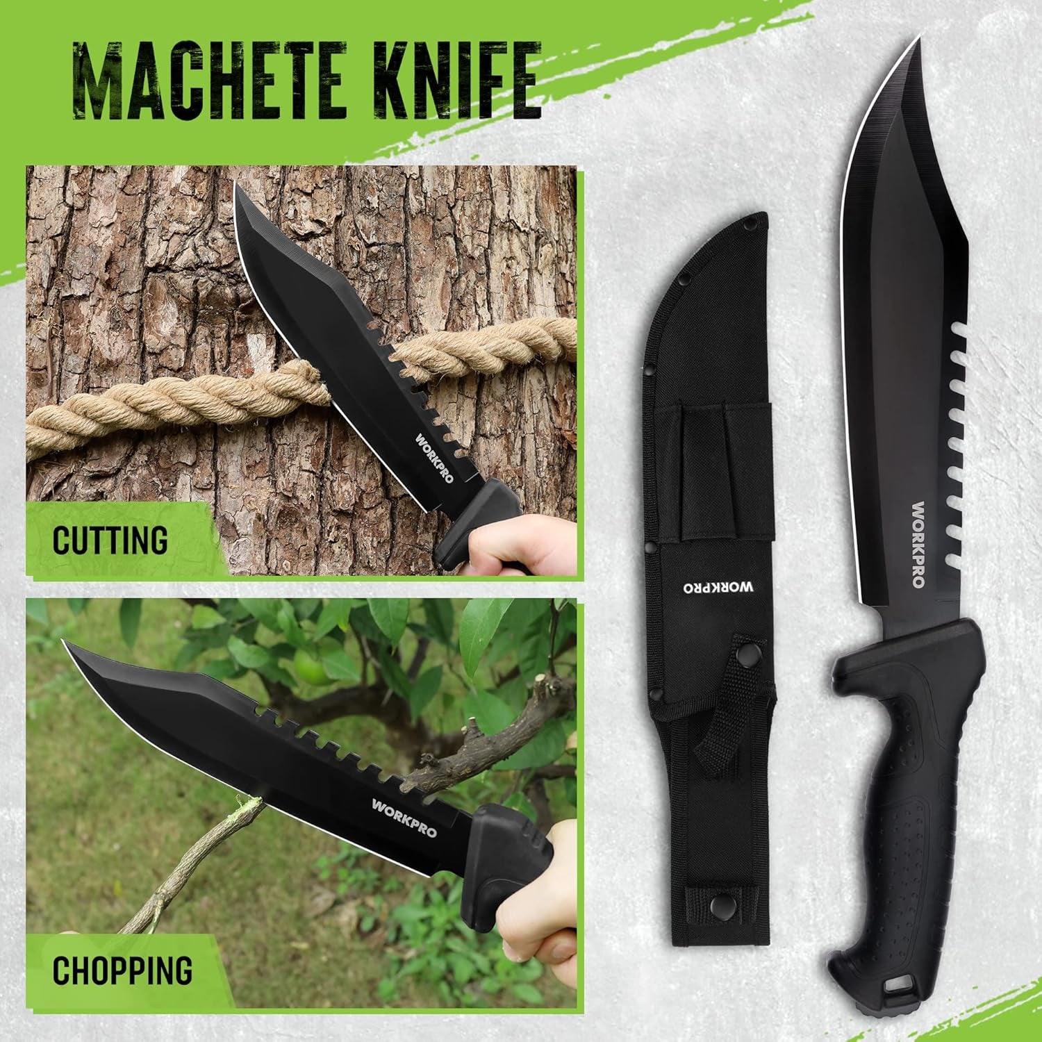 Camping Hatchet & Machete with Sheath, Camping Axe and Fixed Blade Hunting Knives with Paracord Handle, Headlamp, Flint, Camping Tool Set for Outdoor Hunting Survival