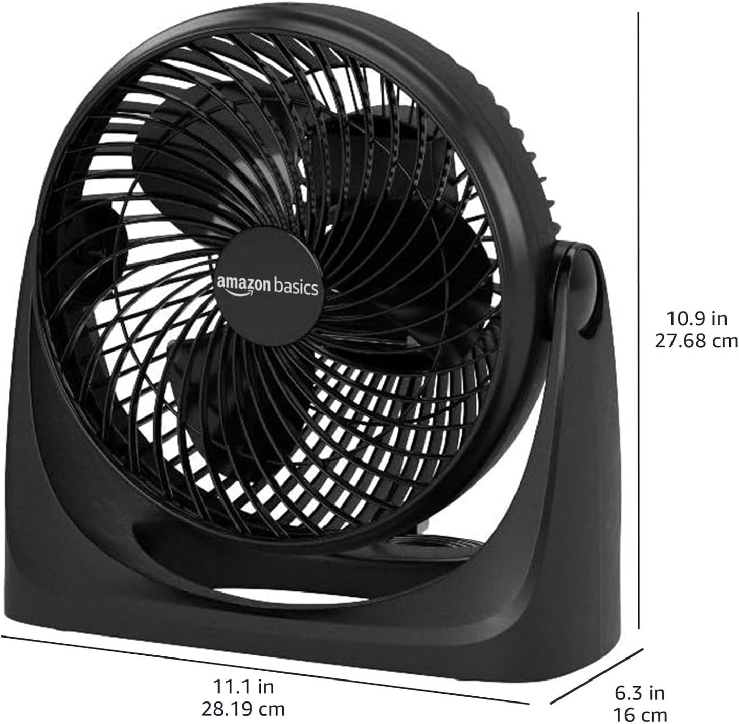 11-Inch Air Circulator Fan, Desk Fan for Bedroom, Home and Office, with 90-Degree Tilt Head, 3 Speed Settings, Lightweight (3 LBS), 35 Watts, Black, 11.1"Wx6.3"Dx10.9"H