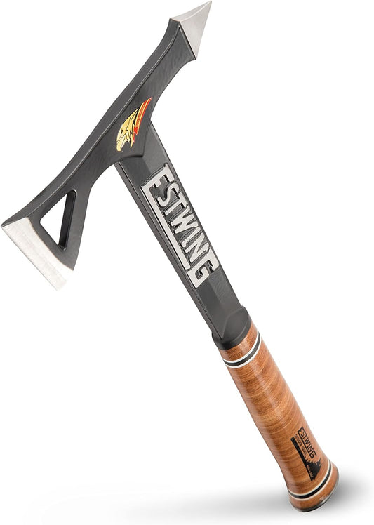 Tomahawk Axe - 16.25" Lightweight Hatchet with Forged Steel Construction & Genuine Leather Grip - ETA