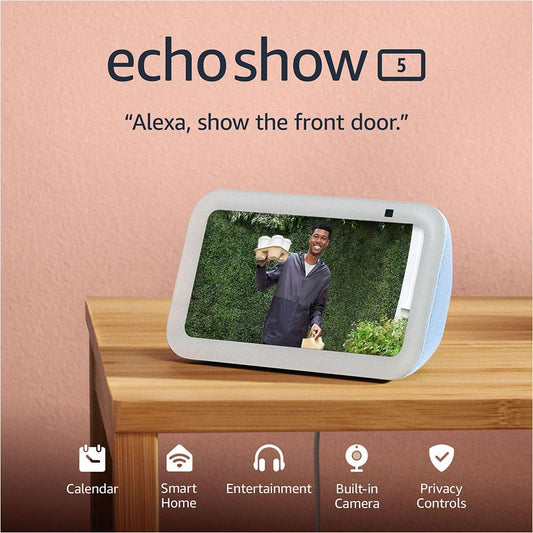 Echo Show 5 (Newest Model), Smart Display with 2X the Bass and Clearer Sound, Cloud Blue