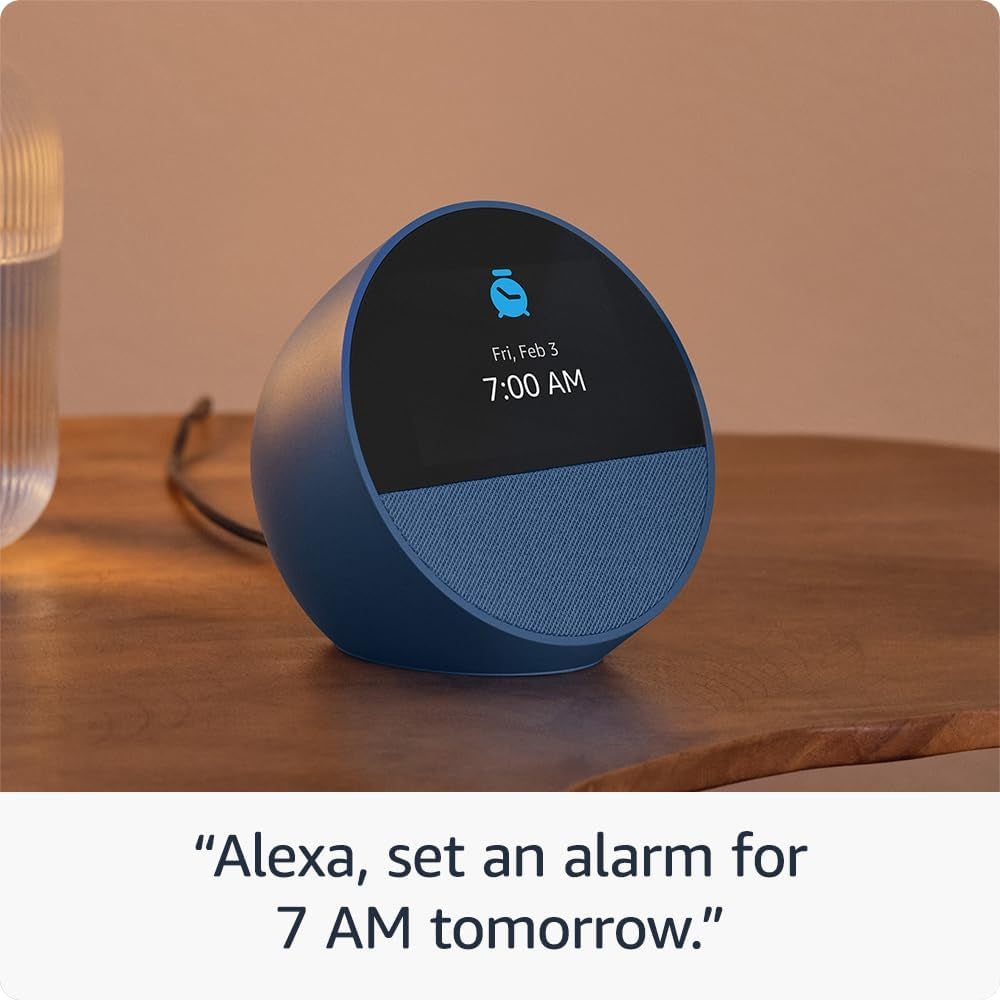 All-New  Echo Spot (Newest Model), Great for Nightstands, Offices and Kitchens, Smart Alarm Clock with Alexa and No Visual Ads, Black