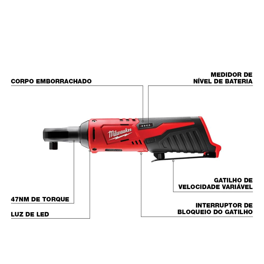 2457-20 M12 Cordless 3/8" Sub-Compact 35 Ft-Lbs 250 RPM Ratchet W/ Variable Speed Trigger