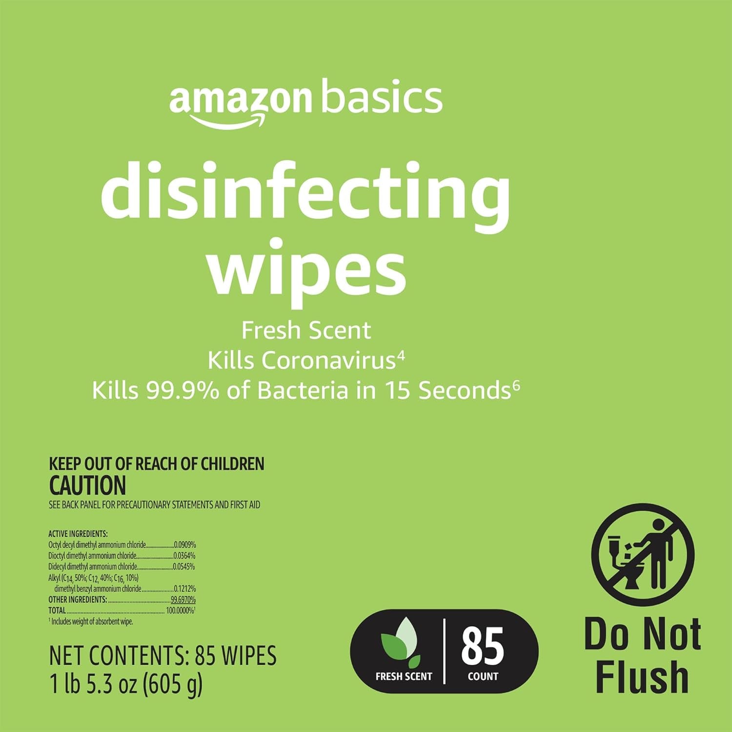 Disinfecting Wipes, Lemon & Fresh Scent, Sanitizes, Cleans, Disinfects & Deodorizes, 255 Count (3 Packs of 85)