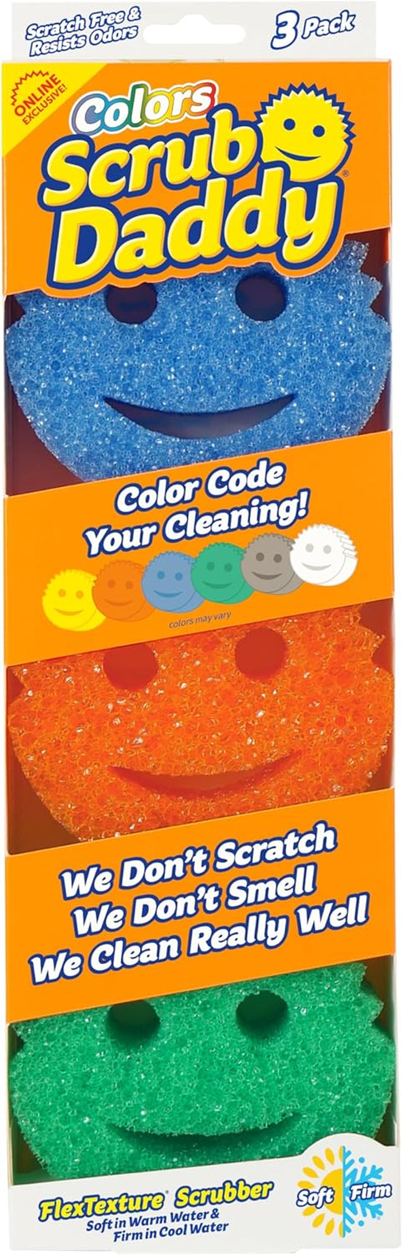 Color Sponges - Scratch-Free Multipurpose Dish Sponges for Kitchen, Bathroom + More - Household Cleaning Sponges Made with Bpa-Free Polymer Foam (3 Count)