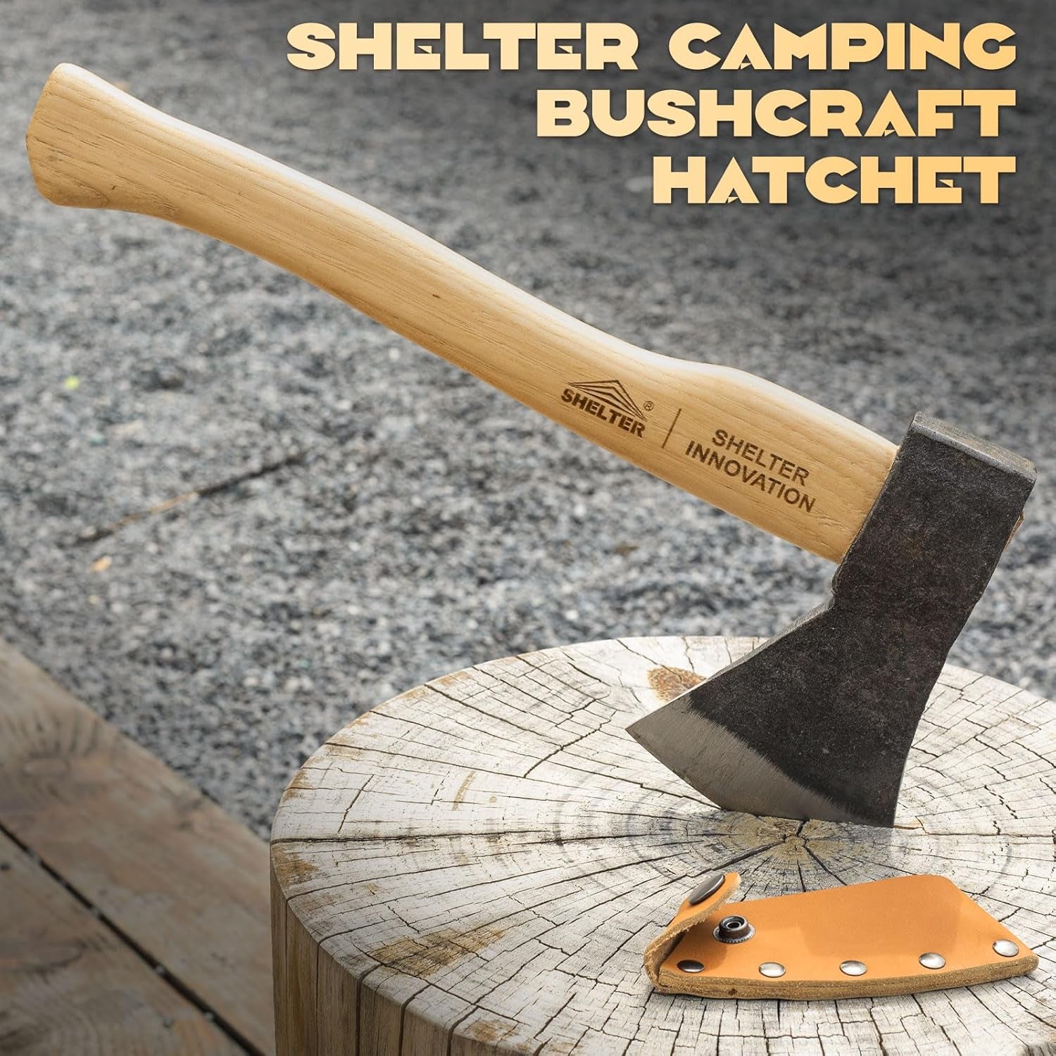 Camping Hatchet 15 Inch, Camping Axe for Firewood Splitting and Kindling, Small Chopping Hand Axe Hatchet for Bushcraft, Forged Steel Blade Tool, Survival Tool of Camping Gear