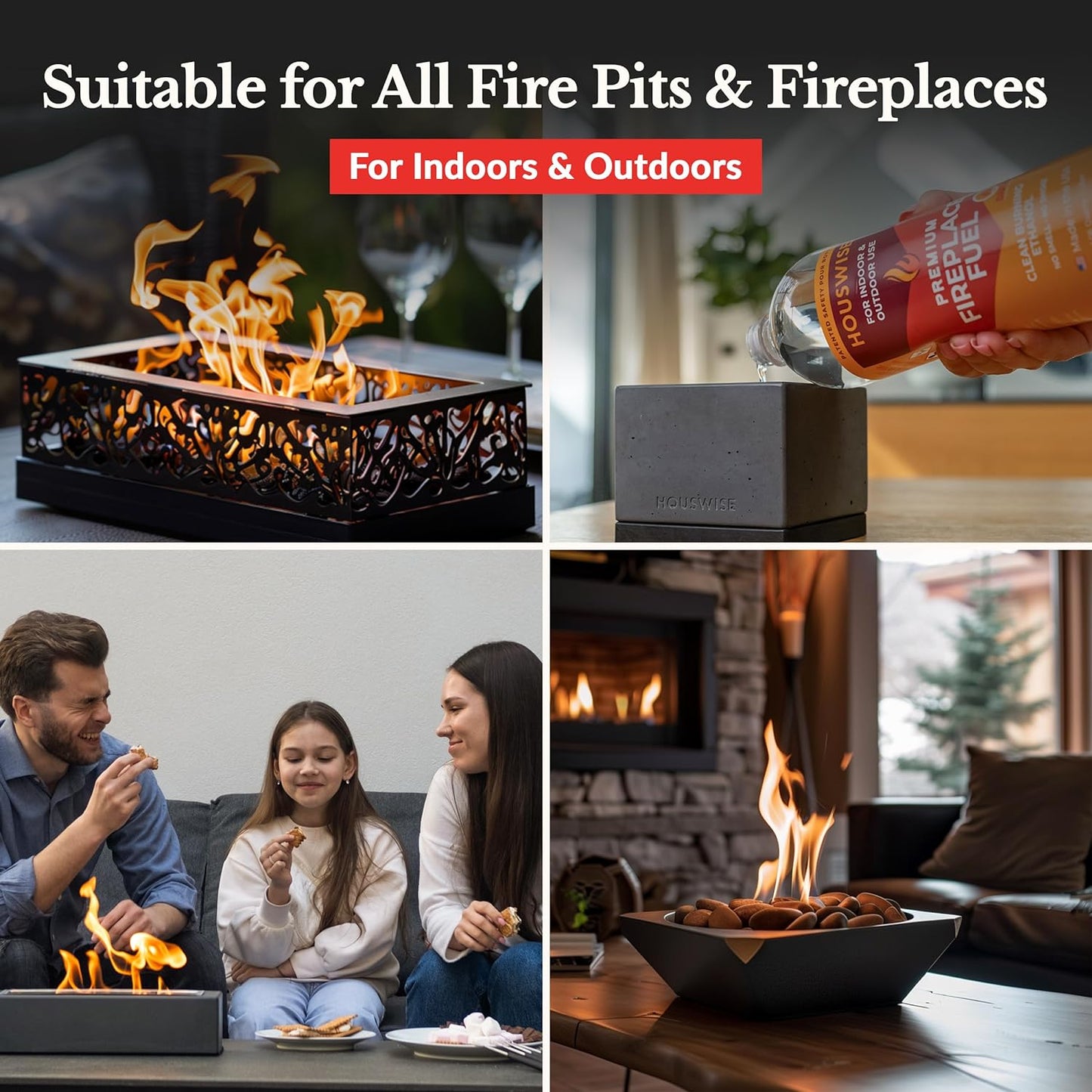 Bio Ethanol Fireplace Fuel 3 X 1 Liter - Bioethanol Fuel Tabletop Fire Pit, Bio Ethanol Fuel for Table Top Fire Pit & Ethanol Fireplaces - Made in USA