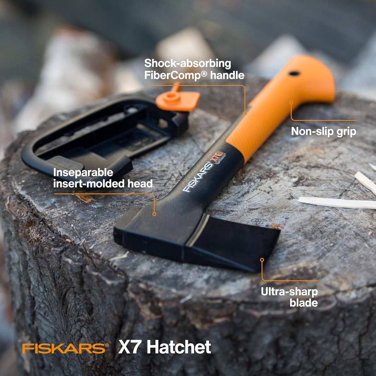 X7 Hatchet Lightweight Wood Splitter for Small to Medium Size Kindling with Proprietary Blade and Shock-Absorbing Fibercomp Handle, Lawn and Garden Tool, 14 Inch, 1.5 Pounds