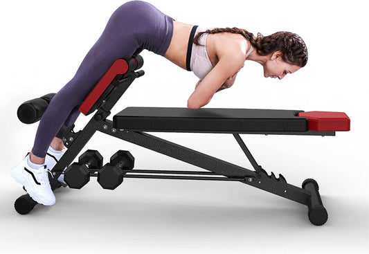 Finer Form Multi-Functional Weight Bench for Full All-In-One Body Workout – Versatile Adjustable Workout Bench for Home Gym. Fitness Equipment Perfect for Back Hyperextension, Bench Press, Roman Chair Exercise, Sit Up. Adjusts to Decline or Flat Bench.