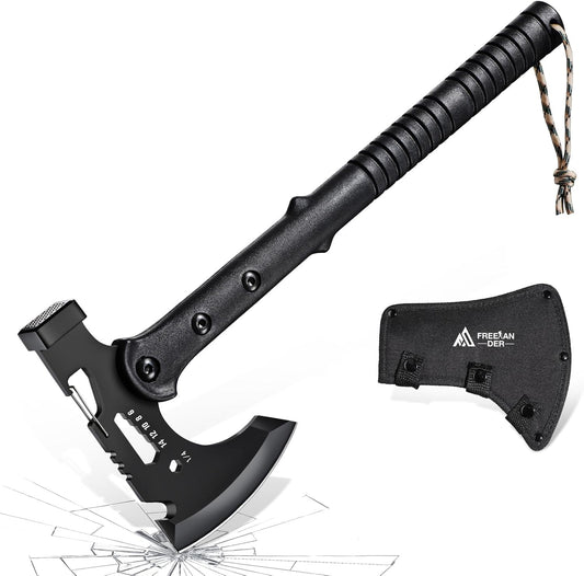 Tactical Tomahawk Axe, Tactical Hatchet Axe with Bottle Opener, Hex Wrenches and Sheath, Multitool Tactical Tomahawk Axe with Hammer, Tactical Tomahawk for Adventure, Hiking, and Camping