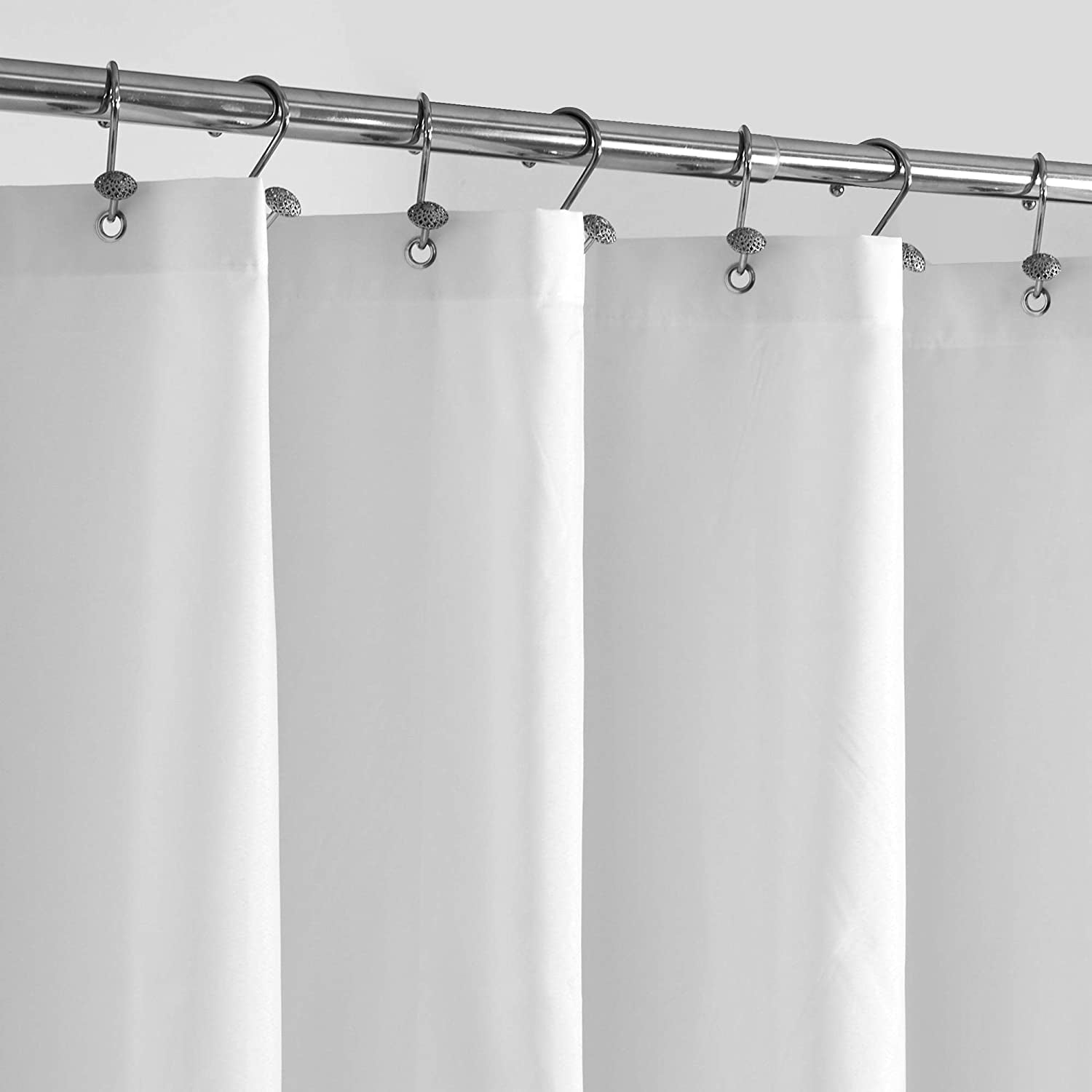 Waterproof Fabric Shower Curtain Liner with 3 Magnets - Soft Hotel Quality Cloth Shower Liner, Light-Weight & Machine Washable - Standard Size 72X72, White