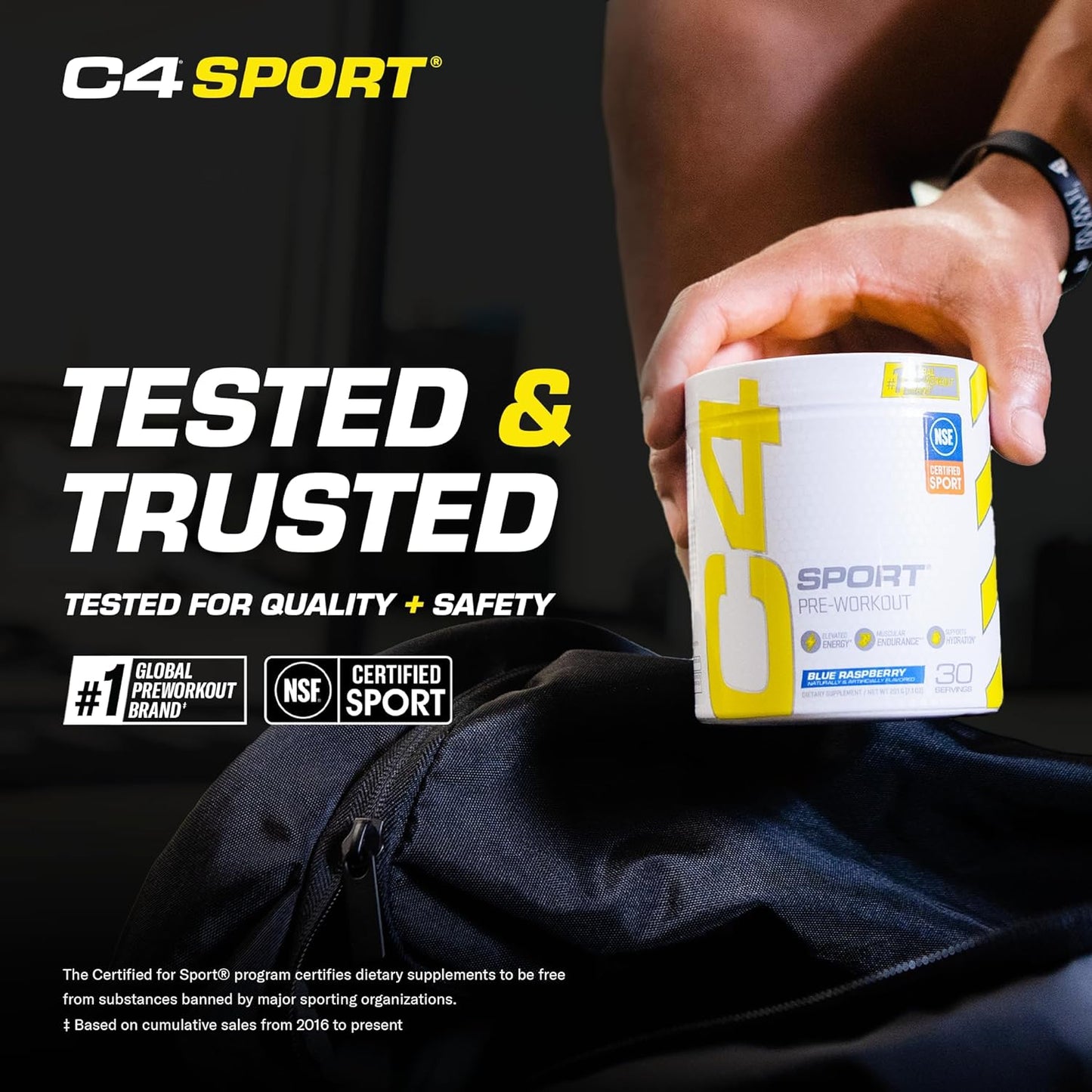 C4 Sport Pre Workout Powder Blue Raspberry - Pre Workout Energy with Creatine + 135Mg Caffeine and Beta-Alanine Performance Blend - NSF Certified for Sport 30 Servings