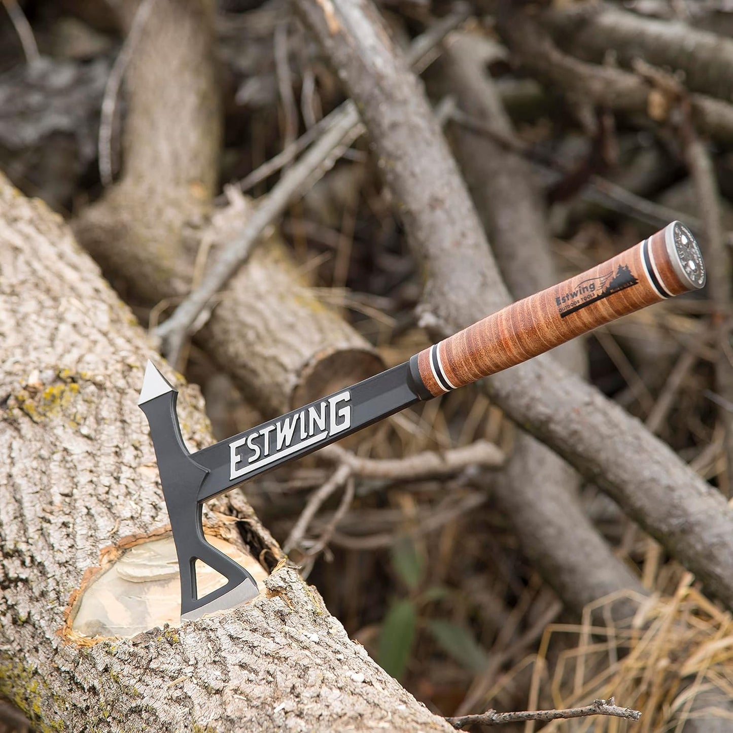 Tomahawk Axe - 16.25" Lightweight Hatchet with Forged Steel Construction & Genuine Leather Grip - ETA