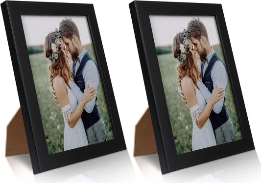 2 Pack 5X7 Picture Frame, Black Picture Frame for Wall and Tabletop Display, Resistant Plastic Photo Picture Frame with Clear Plexiglass for Vertical or Horizontal Display