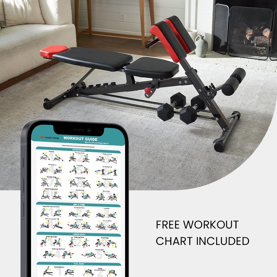 Multi-Functional FID Weight Bench for Full All-In-One Body Workout – Hyper Back Extension, Roman Chair, Adjustable Ab Sit up Bench, Incline Decline Bench, Flat Bench