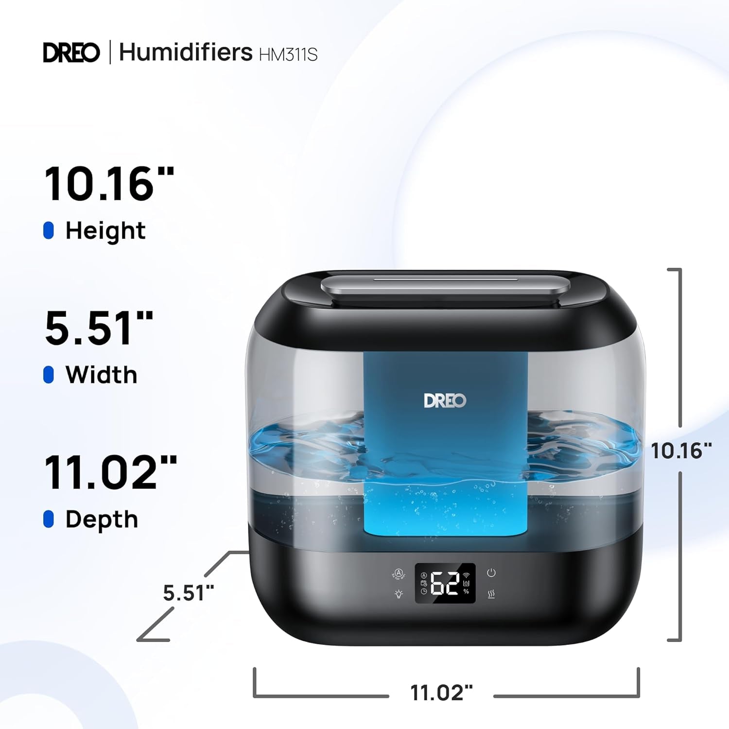 Smart Humidifiers for Bedroom, Top Fill 4L Cool Mist Humidifier with Nightlight, 32H Runtime, Touch/App/Voice Control, Quiet Ultrasonic Humidifiers for Large Room, Home, Baby, Plants, Office