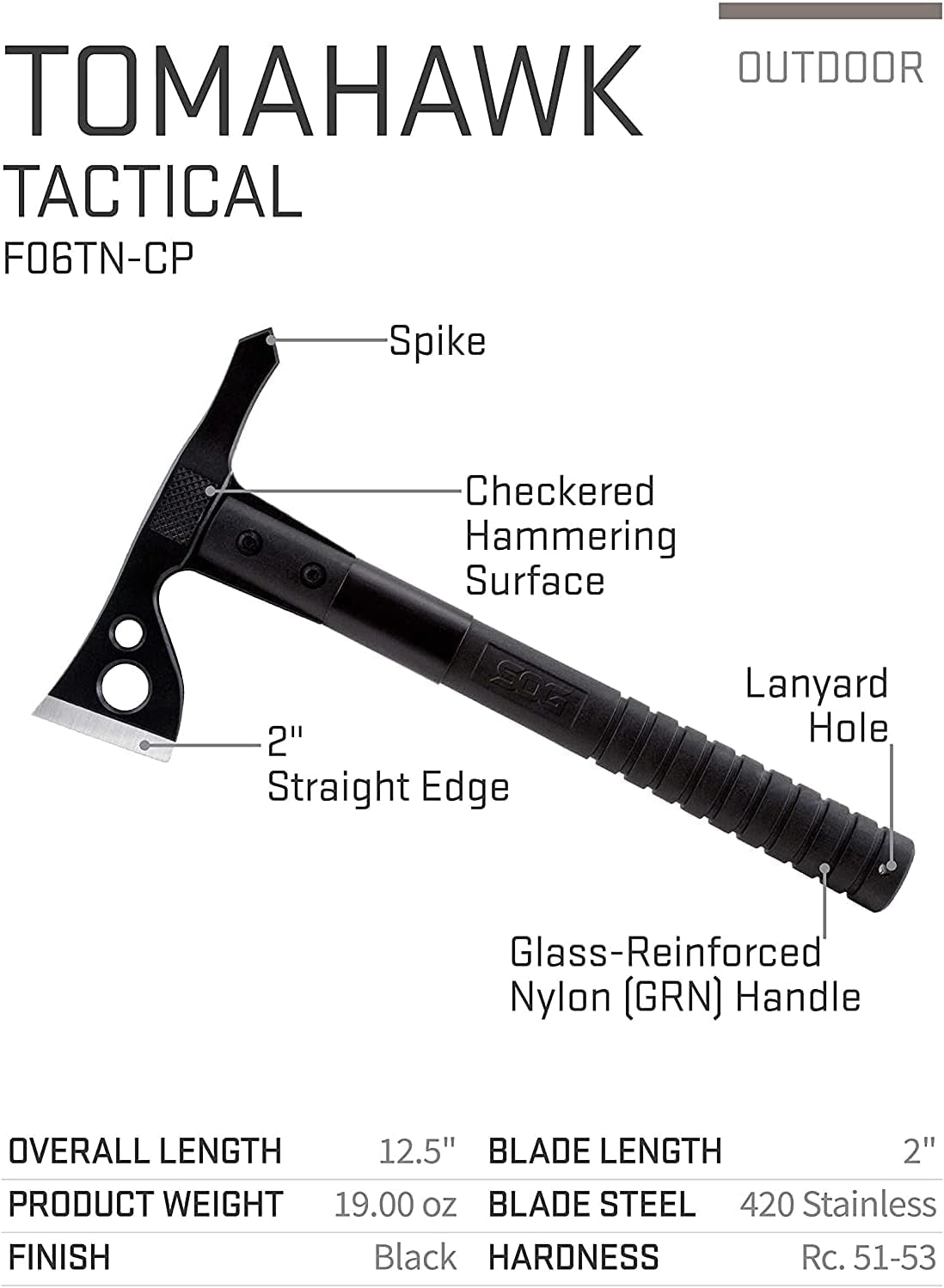 Fasthawk- Lighter, Faster, Agile Throwing Hatchet, Versatile Survival Tactical Axe for Competition Throwing and Camping, Hunting and Packing-Black (F06TN-CP)