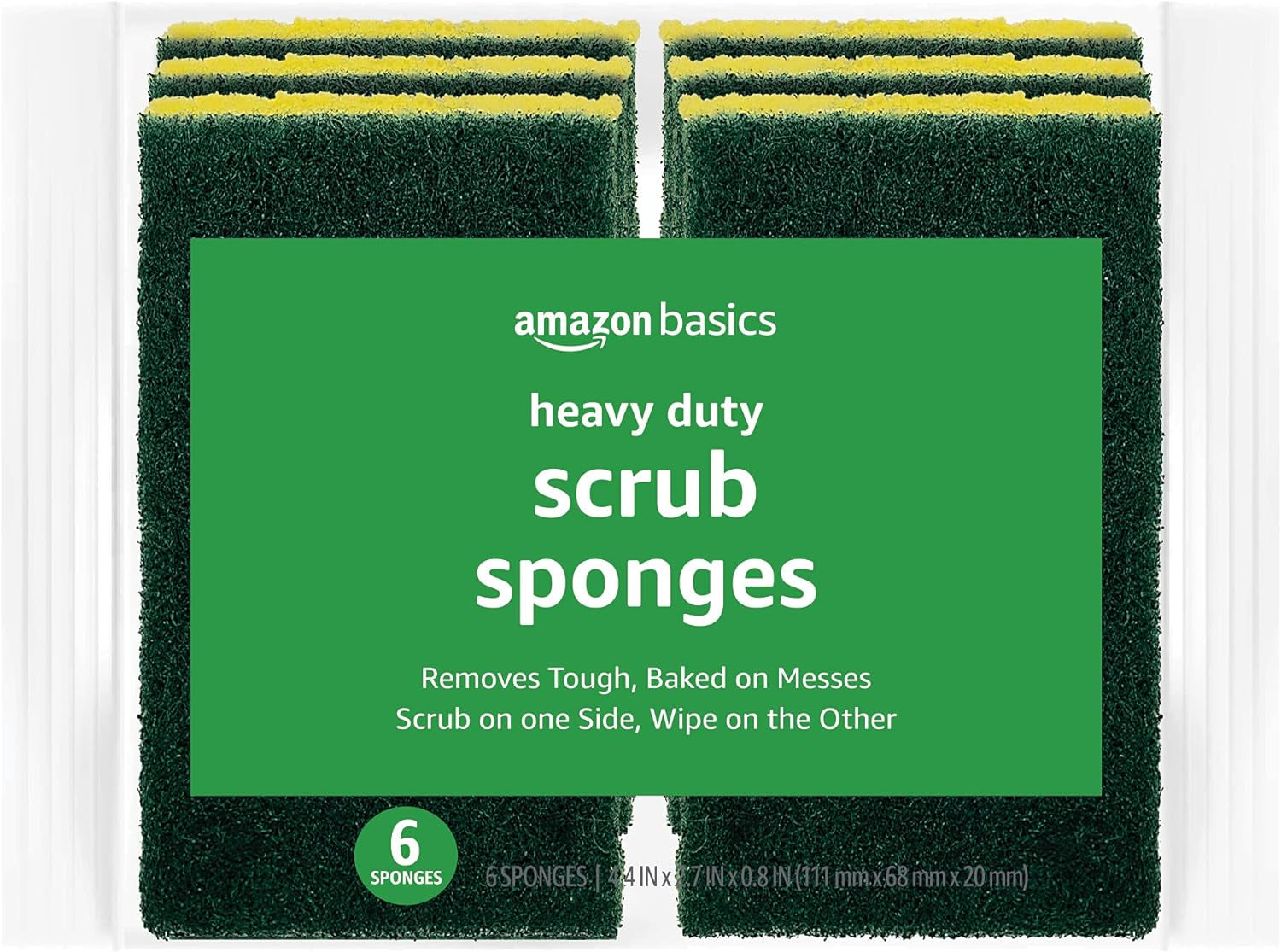 Heavy Duty Sponges, 6 Count, Yellow/Green