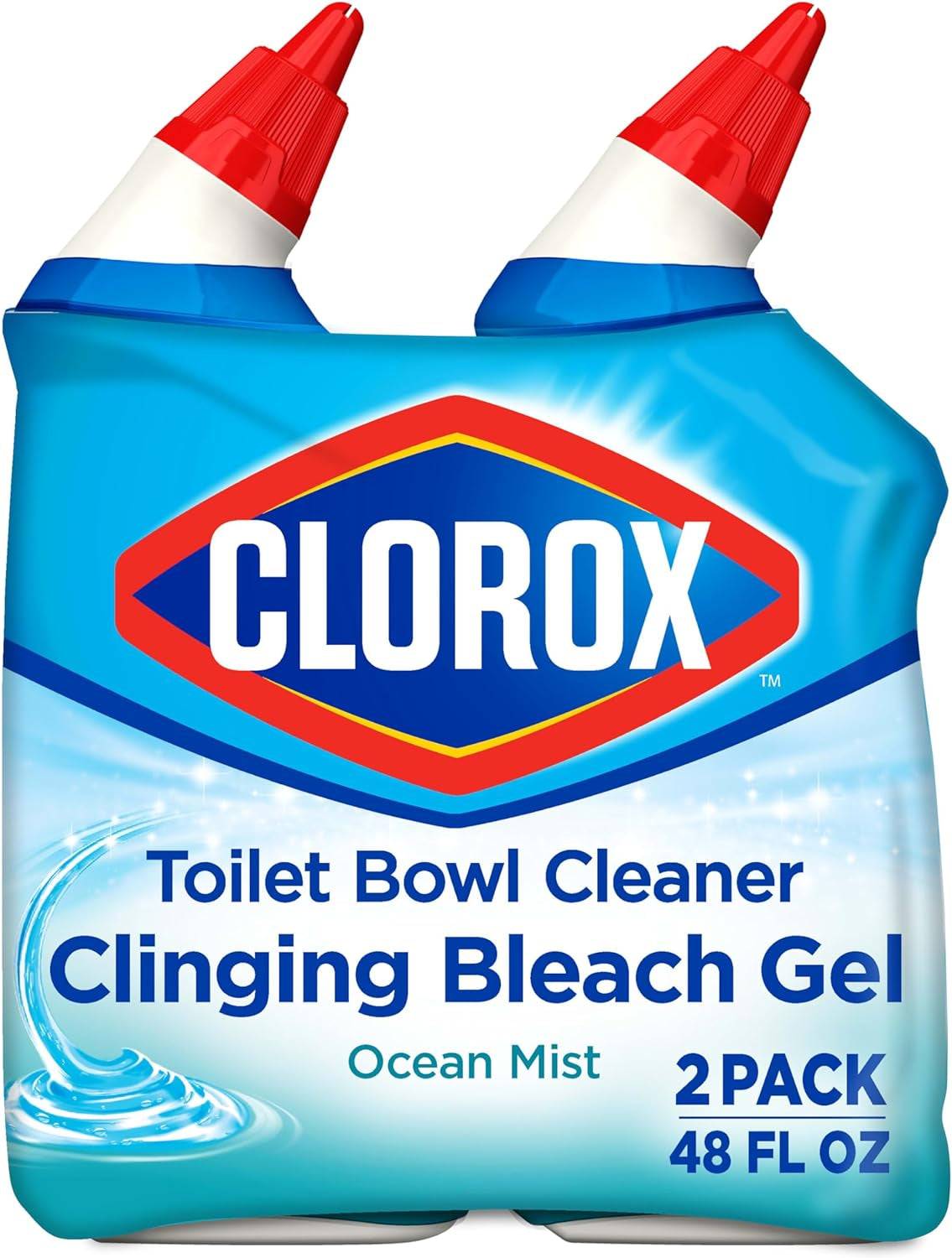 Toilet Bowl Cleaner, Clinging Bleach Gel, Ocean Mist - 24 Ounces, Pack of 2