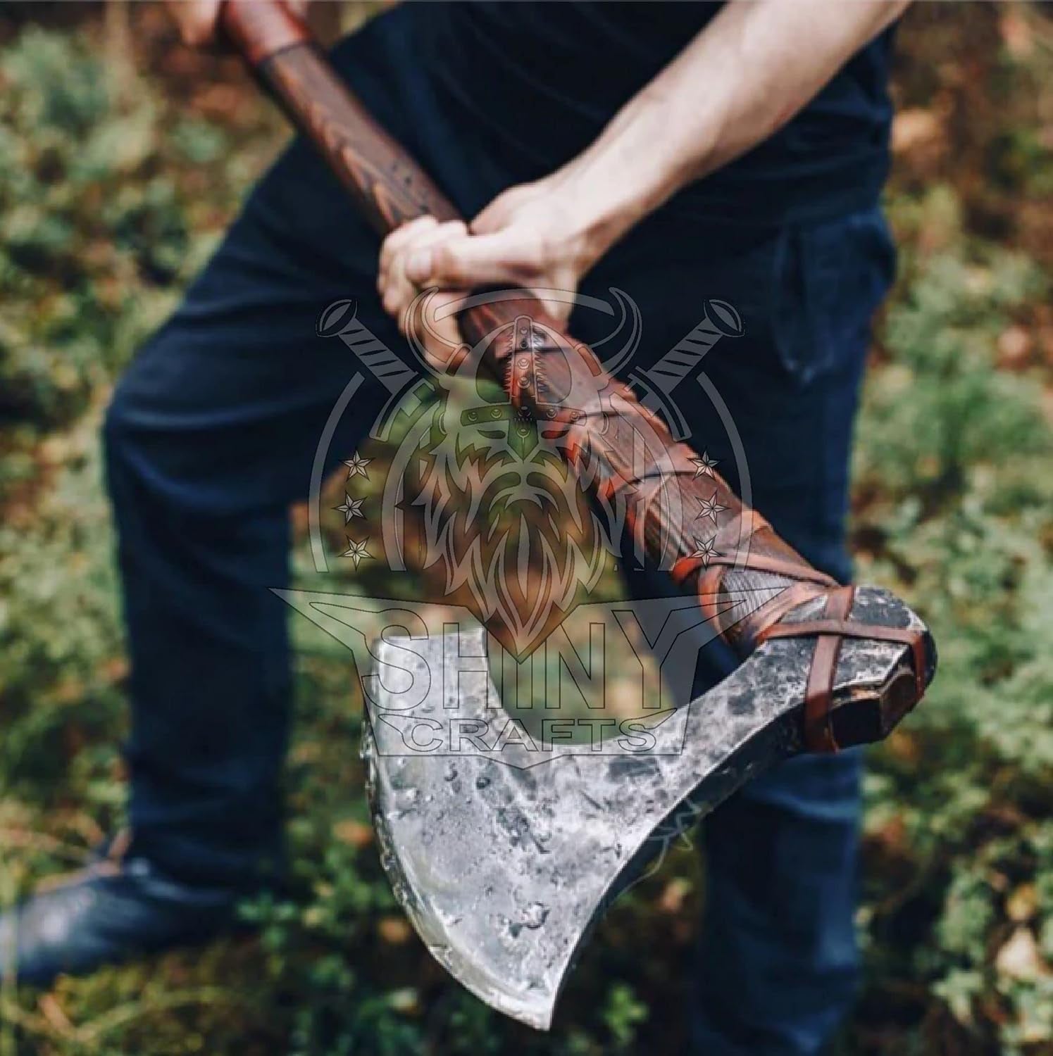 -Axes Handmade Viking Axe Hatchet Norse Axe- 40" Long Two-Handed Berserker Axe Forged Axe - Bearded Axe - with Sheath (VBA-08)