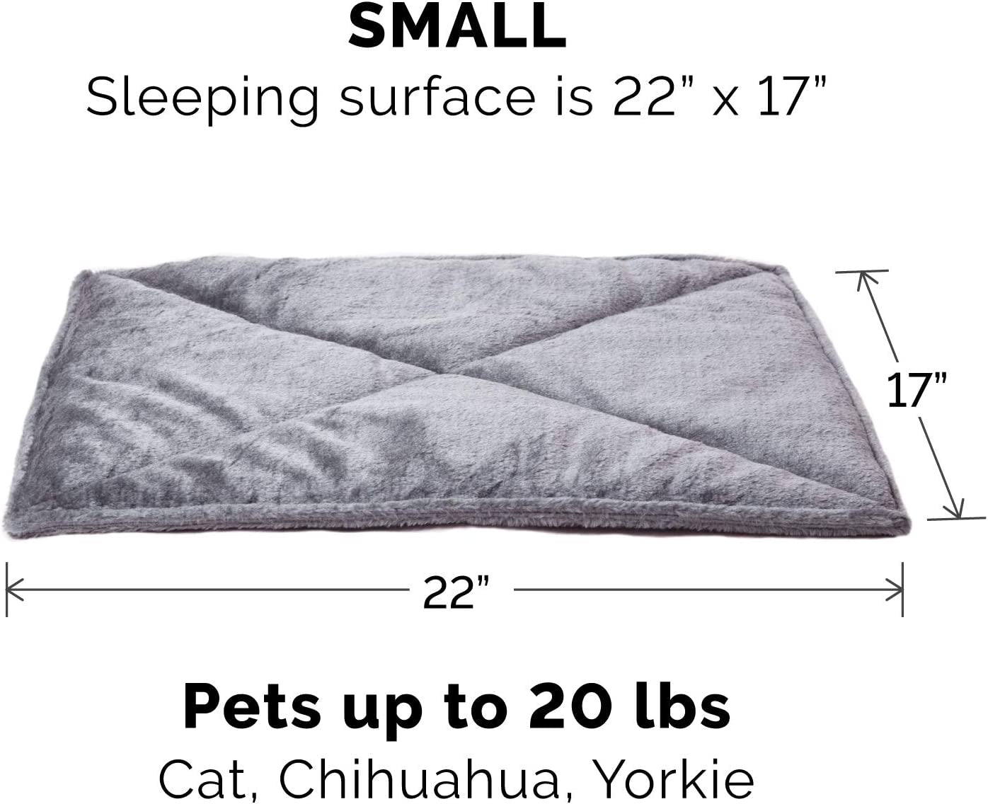 Thermanap Self-Warming Cat Bed for Indoor Cats & Small Dogs, Washable & Reflects Body Heat - Quilted Faux Fur Reflective Bed Mat - Gray, Small