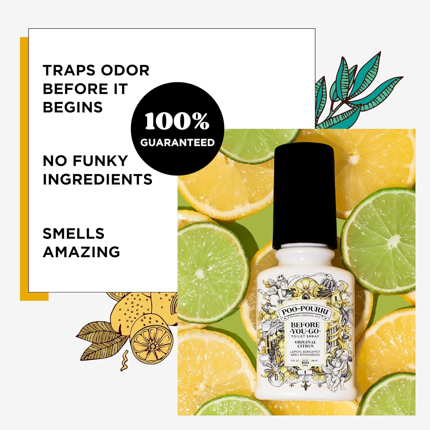 Before-You-Go Toilet Spray, Original Citrus, 2 Fl Oz - Lemon, Bergamot and Lemongrass