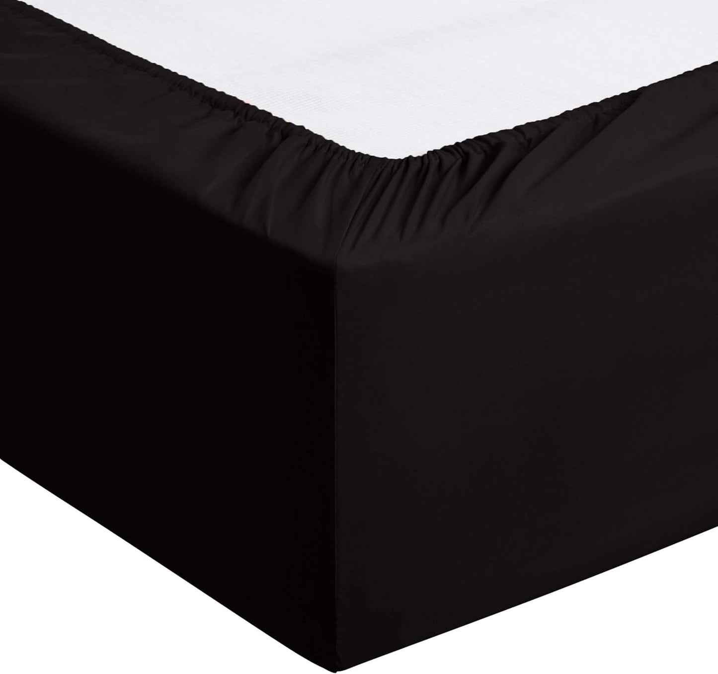 Lightweight Super Soft Easy Care Microfiber 4-Piece Bed Sheet Set with 14-Inch Deep Pockets, Queen, Black, Solid