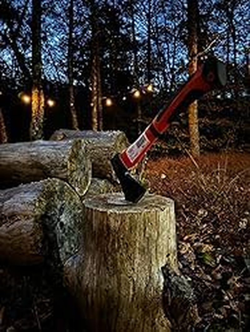 Wood Axe - Heavy Duty Small Camp Hatchet with Sheath - for Splitting Wood, Kindling - Forged Steel Blade with No Slip Handle - Throwing Hatchet and Axe