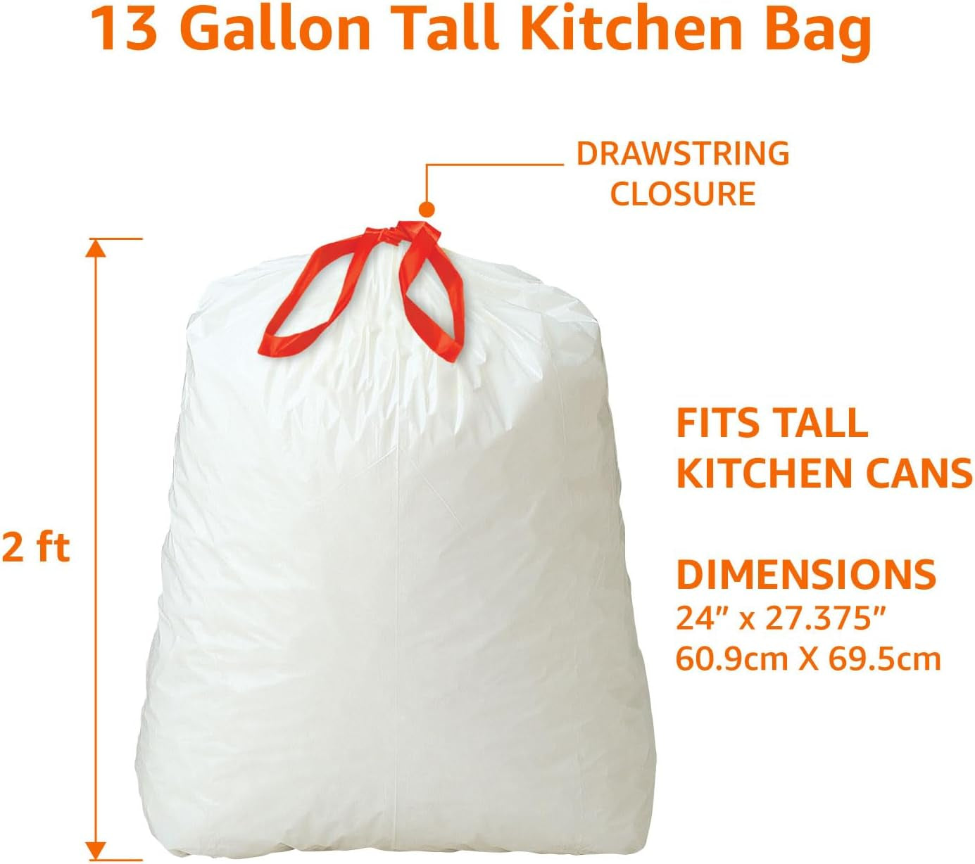 - Tall Kitchen Trash Bags, 13 Gallon, 10% Post Consumer Recycled Content, Clean Fresh Scent, 80 Count, Pack of 1