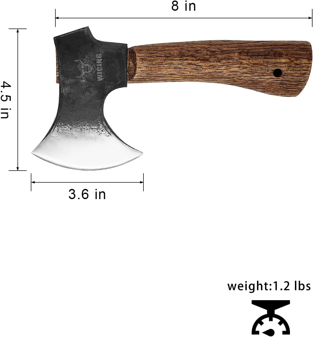 Hatchet, 8 Inches Small Hand Axe 1065 Manganese Steel and Beech Wood Handle with Leather Sheath