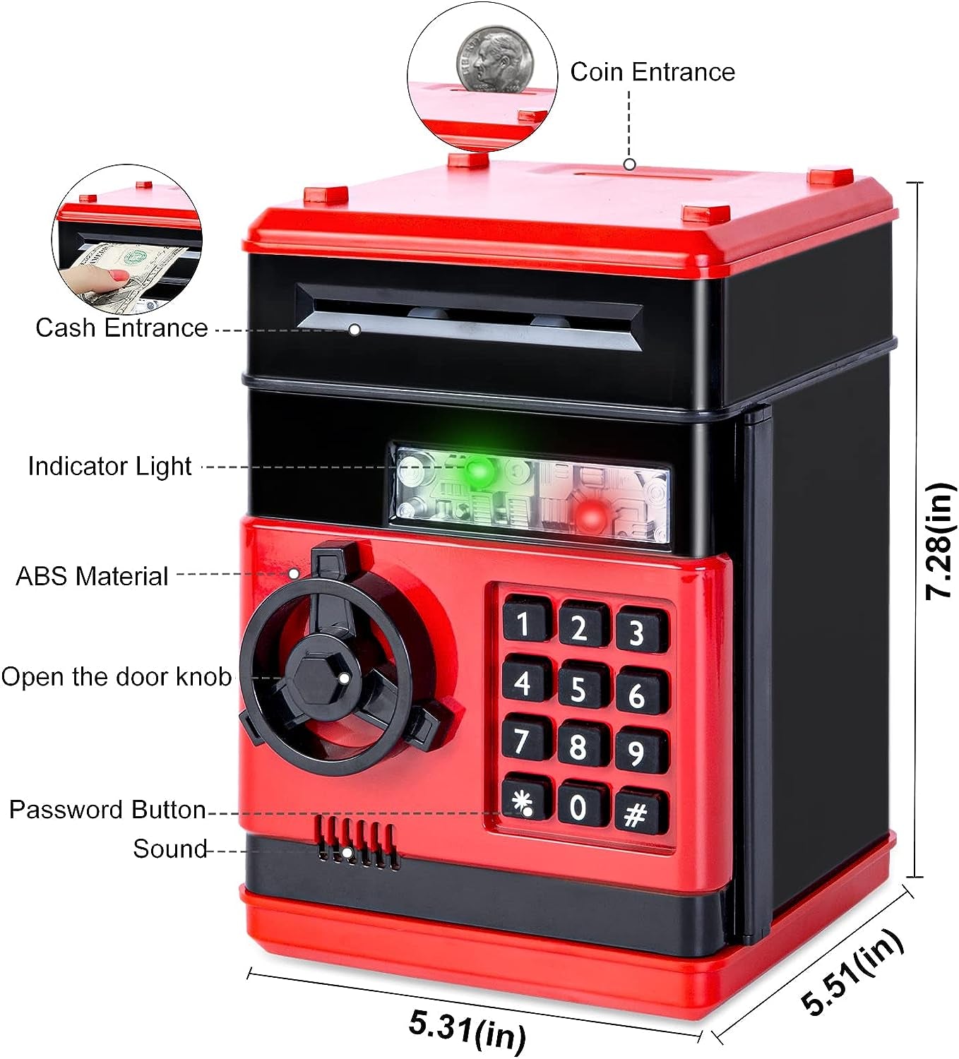 Piggy Bank Cash Coin Can ATM Bank Electronic Coin Money Bank for Kids-Hot Gift