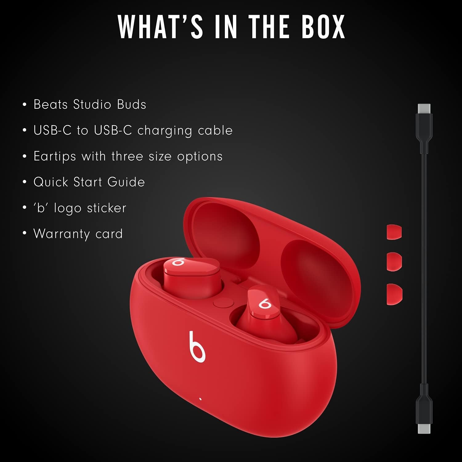 Studio Buds - True Wireless Noise Cancelling Earbuds - Compatible with Apple & Android, Built-In Microphone, IPX4 Rating, Sweat Resistant Earphones, Class 1 Bluetooth Headphones - Red