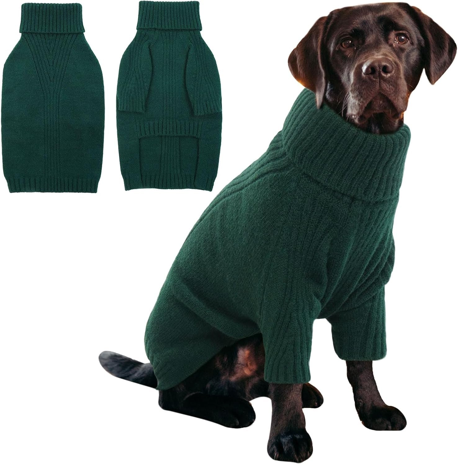 XL Dog Sweater,Fall Doggy Clothes for Extra Large Dogs Girl Boy,Warm Pullover Xmas Doggie Costume Clothes,Solid Color Pet Winter Apparel for Pitbull,Labrador Retriever(Green,Xlarge)