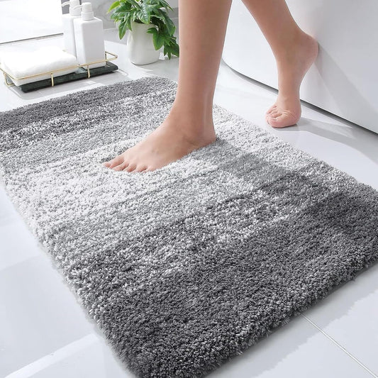 Bathroom Rugs Mat 30X20, Extra Soft and Absorbent Microfiber Bath Rugs, Non-Slip Plush Shaggy Bath Carpet, Machine Wash Dry, Bath Mat for Bathroom Floor, Tub and Shower, Grey