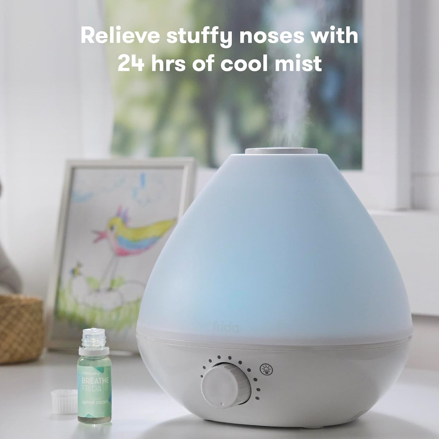 3-In-1 Cool Mist Humidifier for Baby with Diffuser + Nightlight, Baby Humidifier for Bedroom, Nursery + Large Rooms, Quiet, Auto Shut Off, Runs +24Hrs