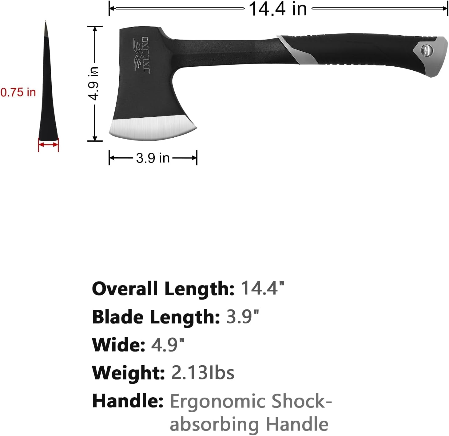 Camping Axe & Hatchets - 14.4" Chopping Axe with Sheath, Forged Steel Construction & Ergonomic Shock-Absorbing Grip (Grey