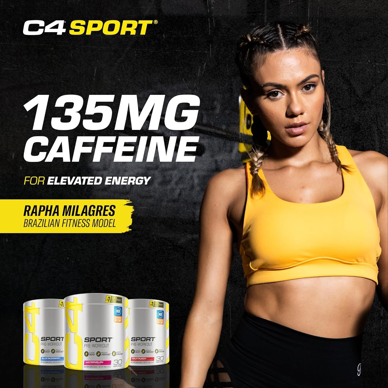 C4 Sport Pre Workout Powder Blue Raspberry - Pre Workout Energy with Creatine + 135Mg Caffeine and Beta-Alanine Performance Blend - NSF Certified for Sport 30 Servings