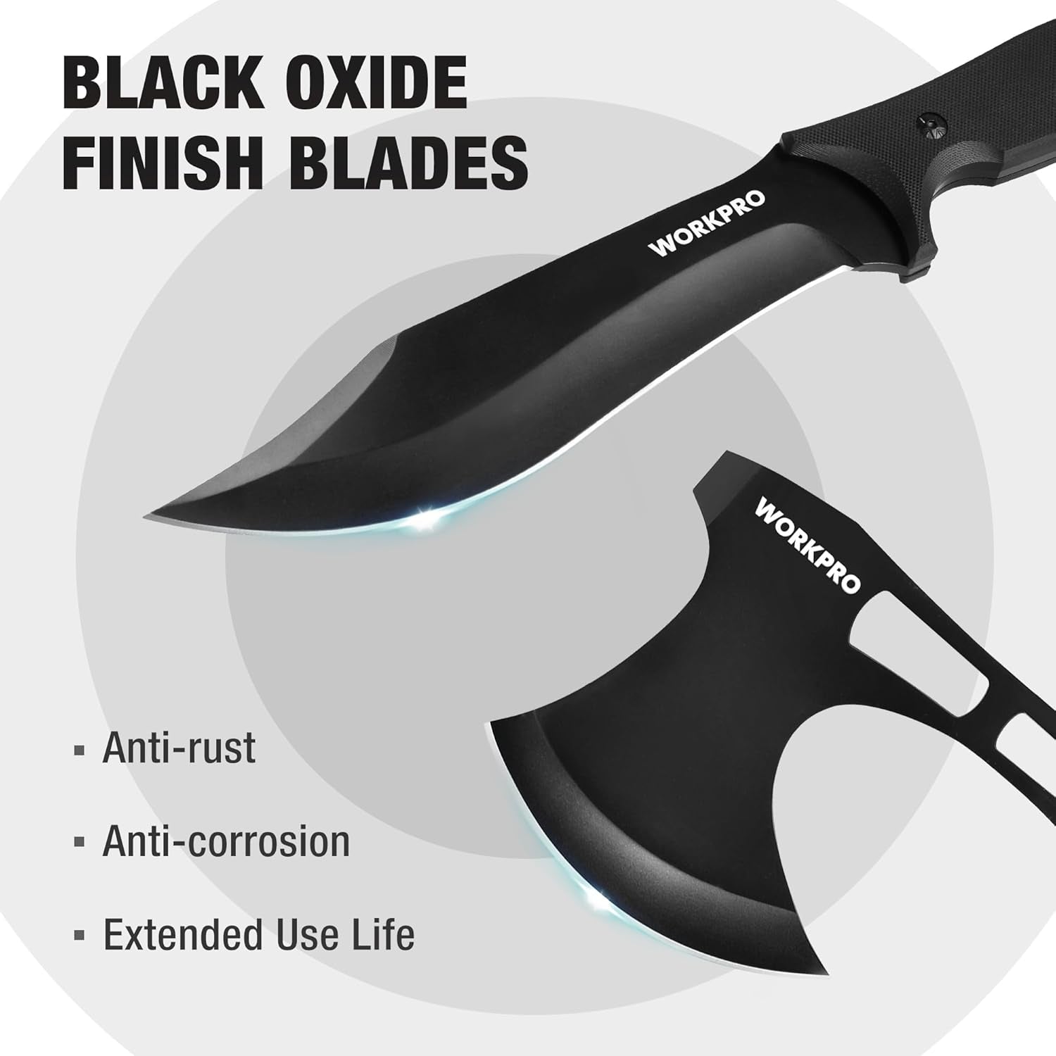 Hunting Knife and Hatchet Axe Combo Set - Full Tang Fixed Blade Tactical Knife and Camping Axe - Survival Knife and Camping Hatchet with Sheathes - Tactical Knife and Survival Axe for Men