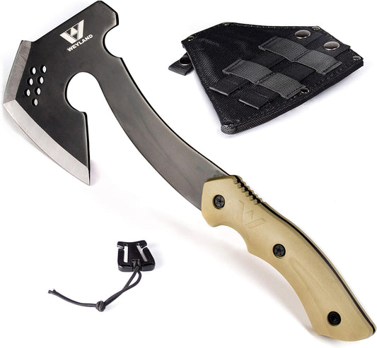 Survival Hatchet & Camping Axe with MOLLE Sheath - Small Tactical Bushcraft Camping Axes & Hatchets for Splitting & Chopping Wood, Kindling Splitter for Fire, Throwing Tomahawk, Camp Hand Tool