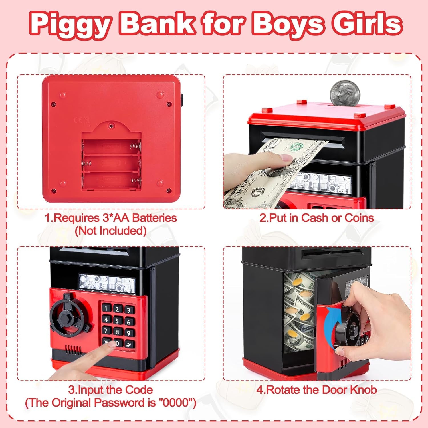 Piggy Bank Cash Coin Can ATM Bank Electronic Coin Money Bank for Kids-Hot Gift