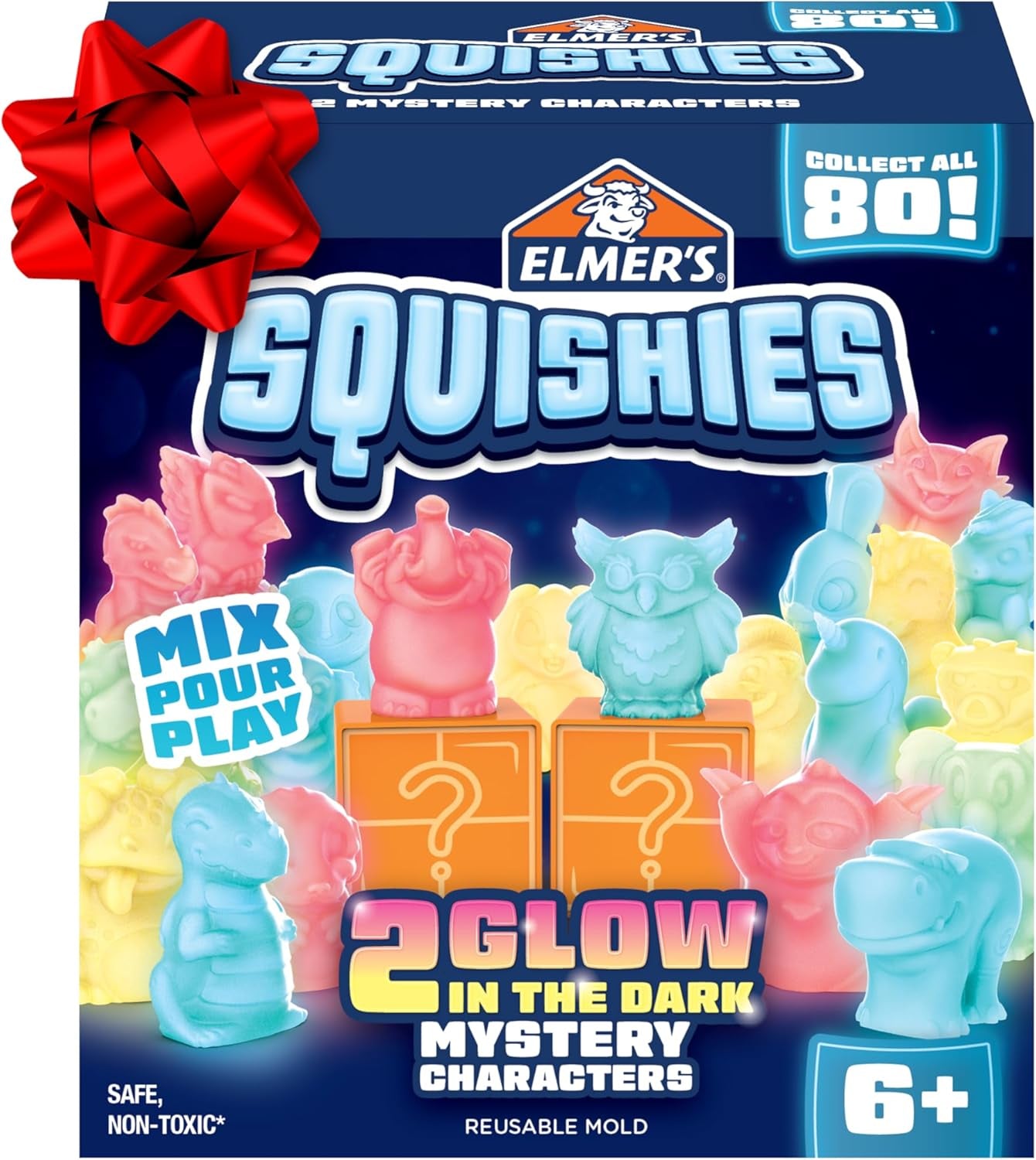 Squishies Kids’ DIY Activity Kit, Glow in the Dark Toy Kit, Creates 2 Mystery Characters, 13-Piece Set, Ages 6+