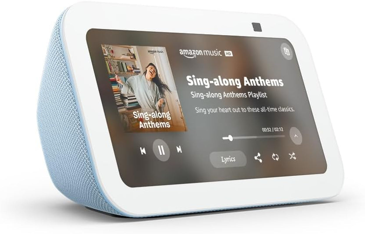 Echo Show 5 (Newest Model), Smart Display with 2X the Bass and Clearer Sound, Cloud Blue