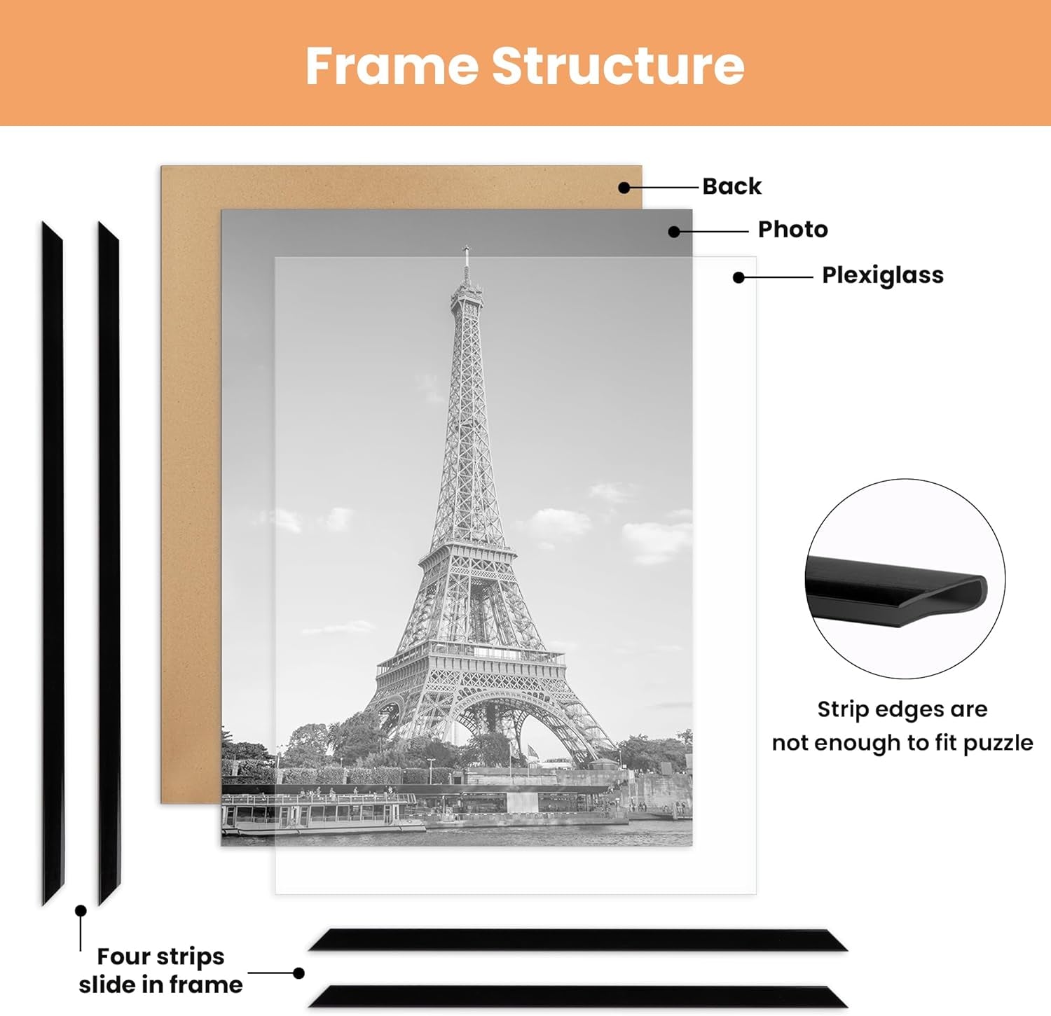 24X36 Poster Frame Black 3 Pack, Picture Frames 24 X 36 for Horizontal or Vertical Wall Mounting - Slide-In Photo Frame Strips, Scratch-Proof Wall Gallery Photo Frame