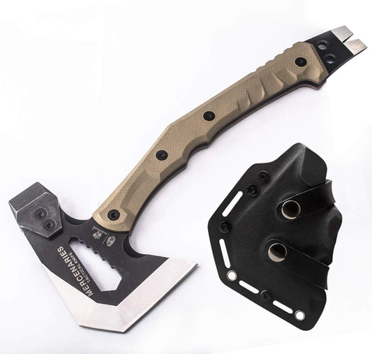 Mercenarys Tactical Engineer Axes Multifunctional Explosion-Proof Axe Camping Artillery Fire Rescue Hammer Hiking Tools,Black