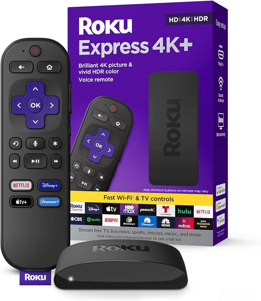 Express 4K+ |  Streaming Device 4K/HDR,  Voice Remote, Free & Live TV