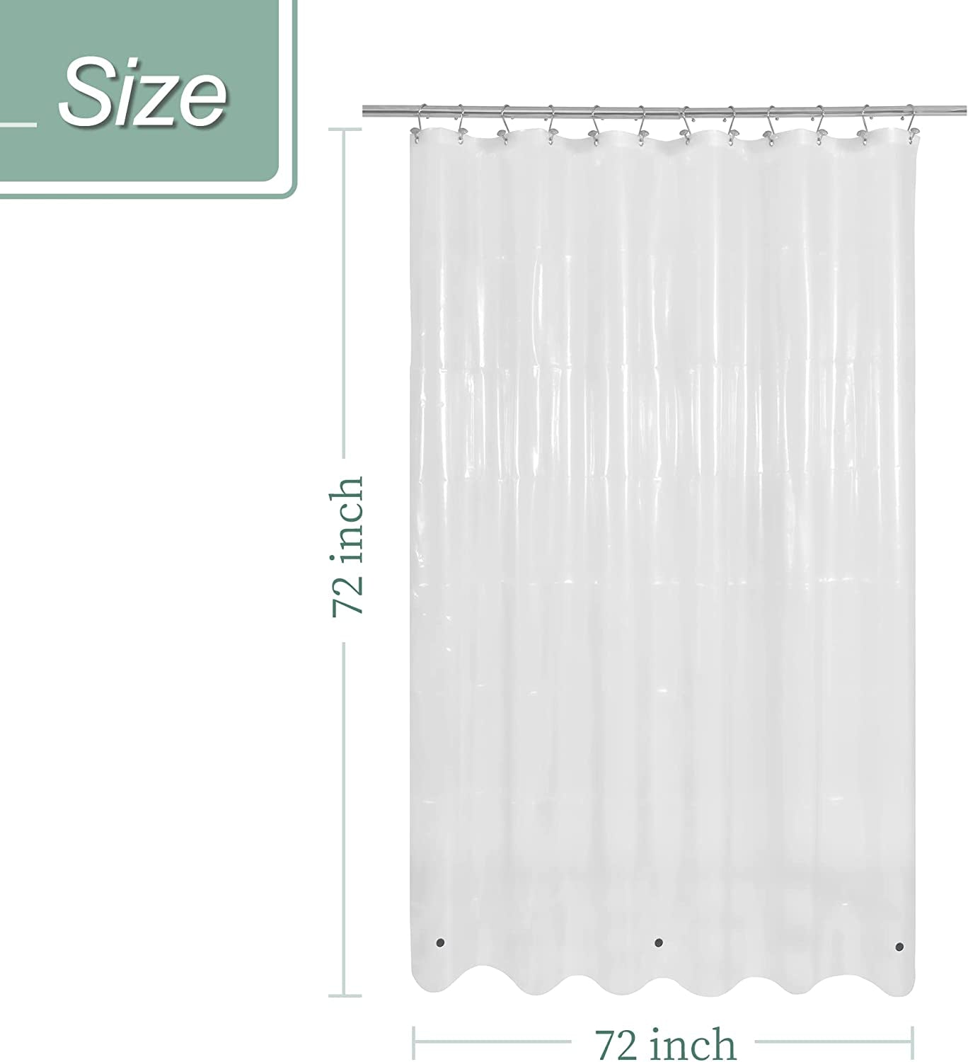 Clear Shower Curtain Liner with 3 Magnets, 72X72 Premium Flexible Sturdy Plastic Shower Curtain for Bathroom Lightweight, Waterproof, Clear