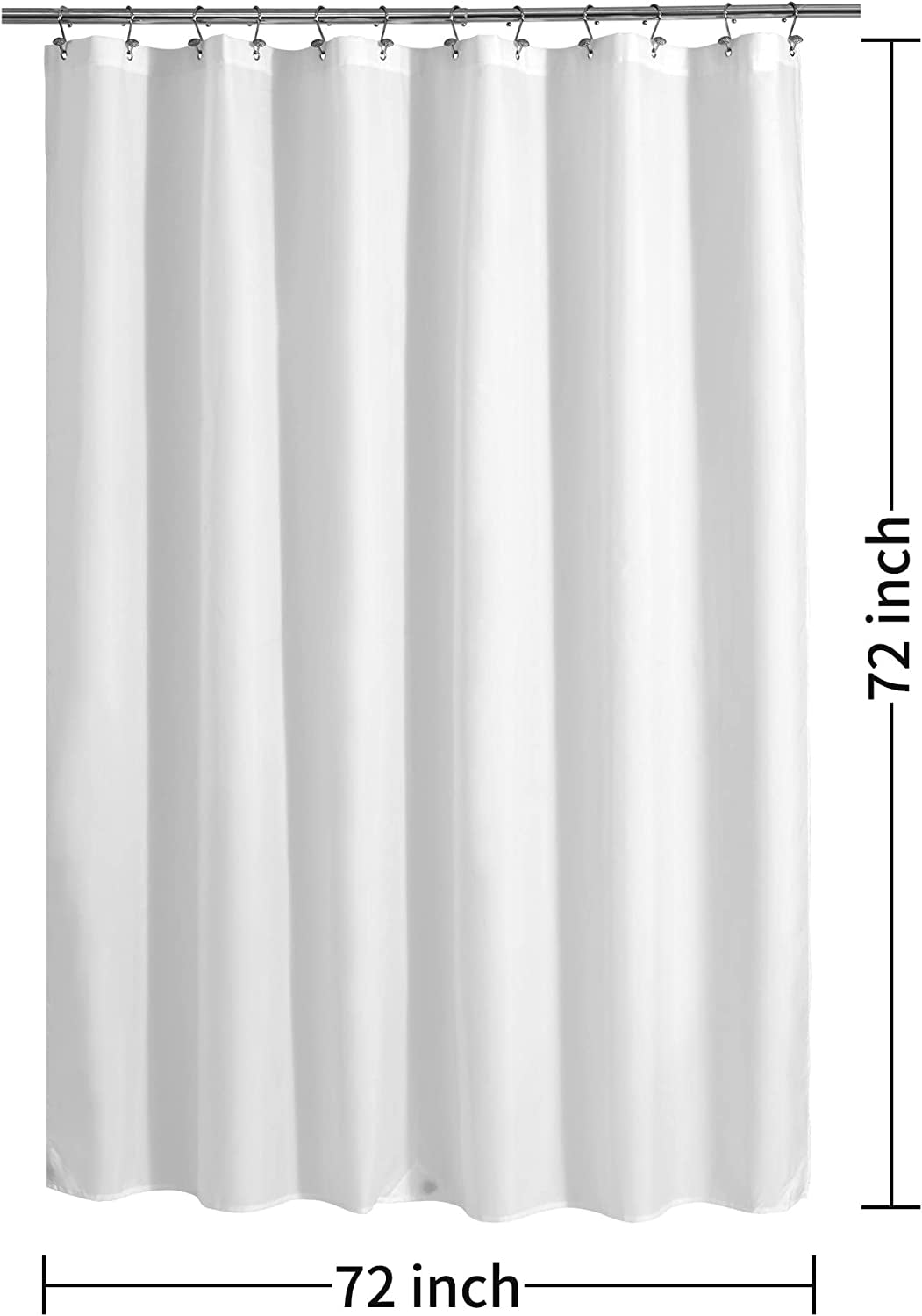 Waterproof Fabric Shower Curtain Liner with 3 Magnets - Soft Hotel Quality Cloth Shower Liner, Light-Weight & Machine Washable - Standard Size 72X72, White