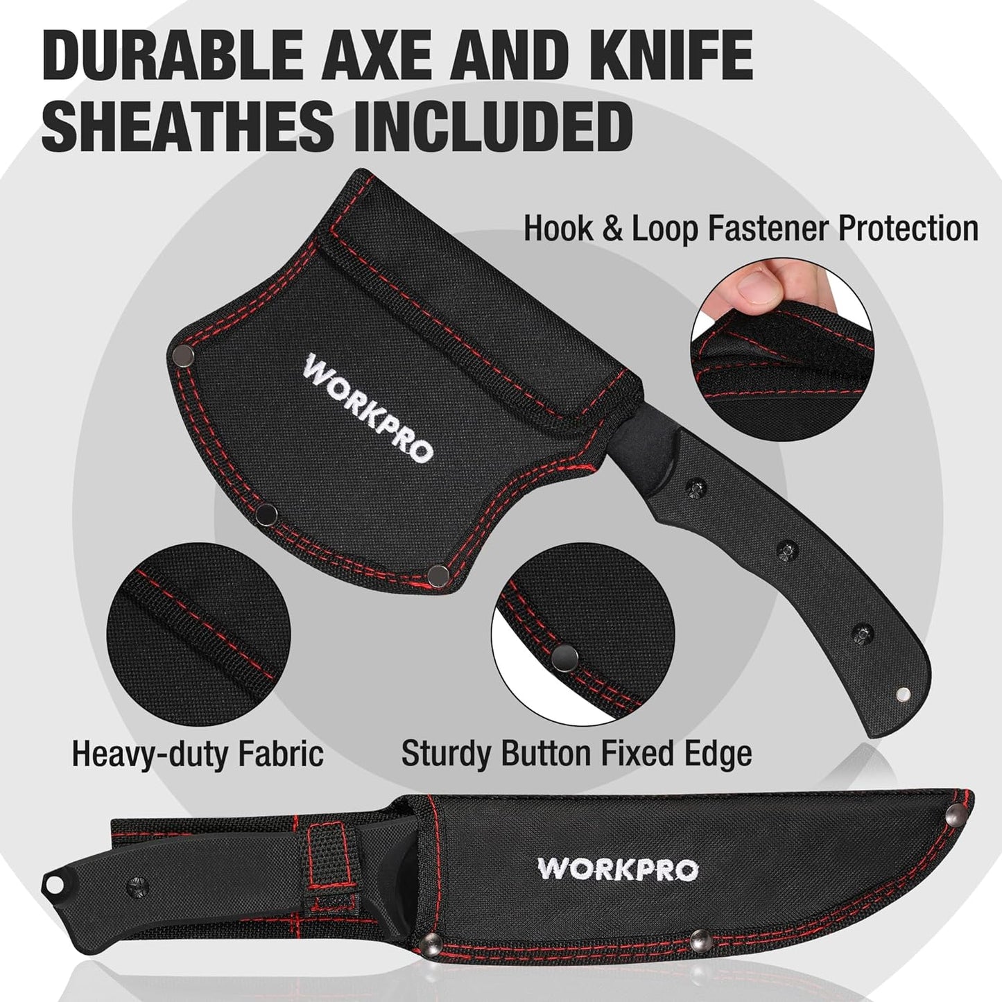 Hunting Knife and Hatchet Axe Combo Set - Full Tang Fixed Blade Tactical Knife and Camping Axe - Survival Knife and Camping Hatchet with Sheathes - Tactical Knife and Survival Axe for Men