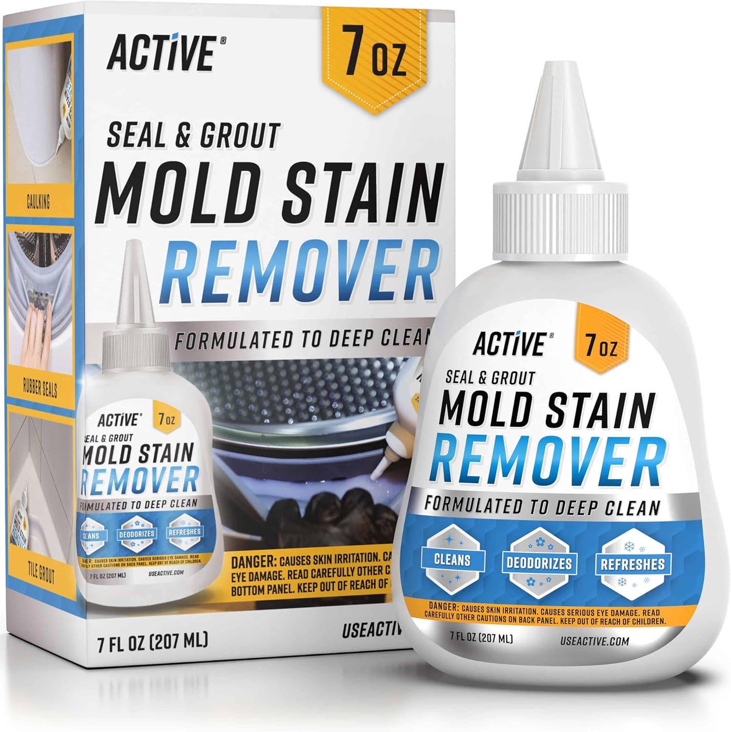 Mold Stain Remover Gel Cleaner -  Heavy Duty Stain Cleaner for Front Loader Washing Machine Seal, Bathroom Grout, Shower, Caulk - Front Load Washer Cleaning Solution - 7 Fl Oz