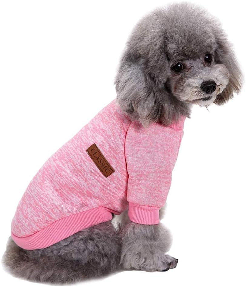 Dog Clothes Dogs Sweater Soft Puppies Clothing Winter Puppy Sweaters Warm Outfit for Dogs Small XXS XS Cat Apparel (Pink, S)